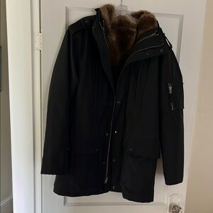 Men's Black Fur-Lined Parka